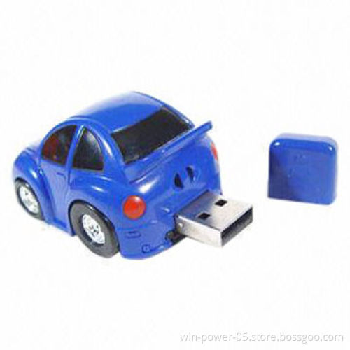 Car-shaped USB Flash Disk w/1 to 64GB Capacity, CE/FCC/RoHS Marks, Data Preloading Service Welcomed